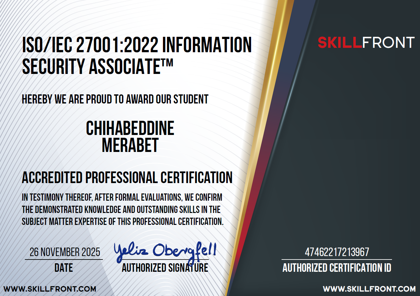 ISO/IEC 27001:2022 Information Security Associate Certificate