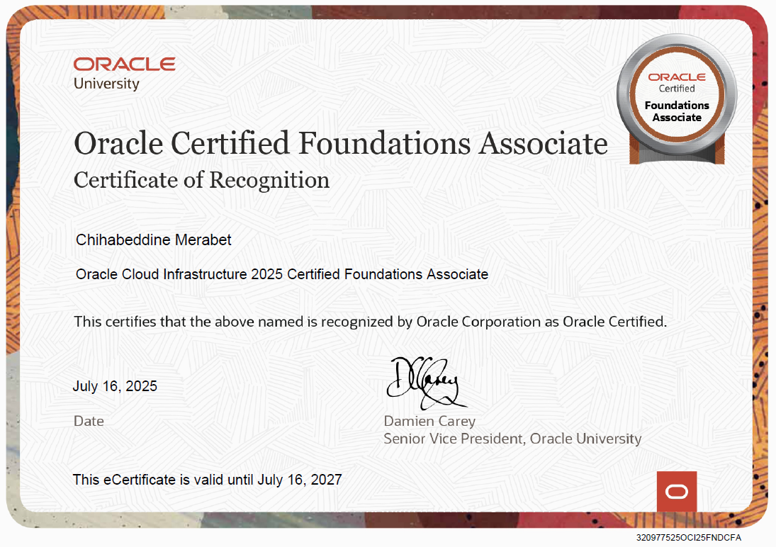Oracle Cloud Infrastructure Associate Certificate