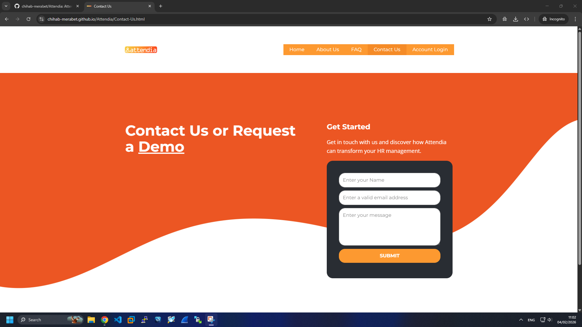 Attendia Contact Page