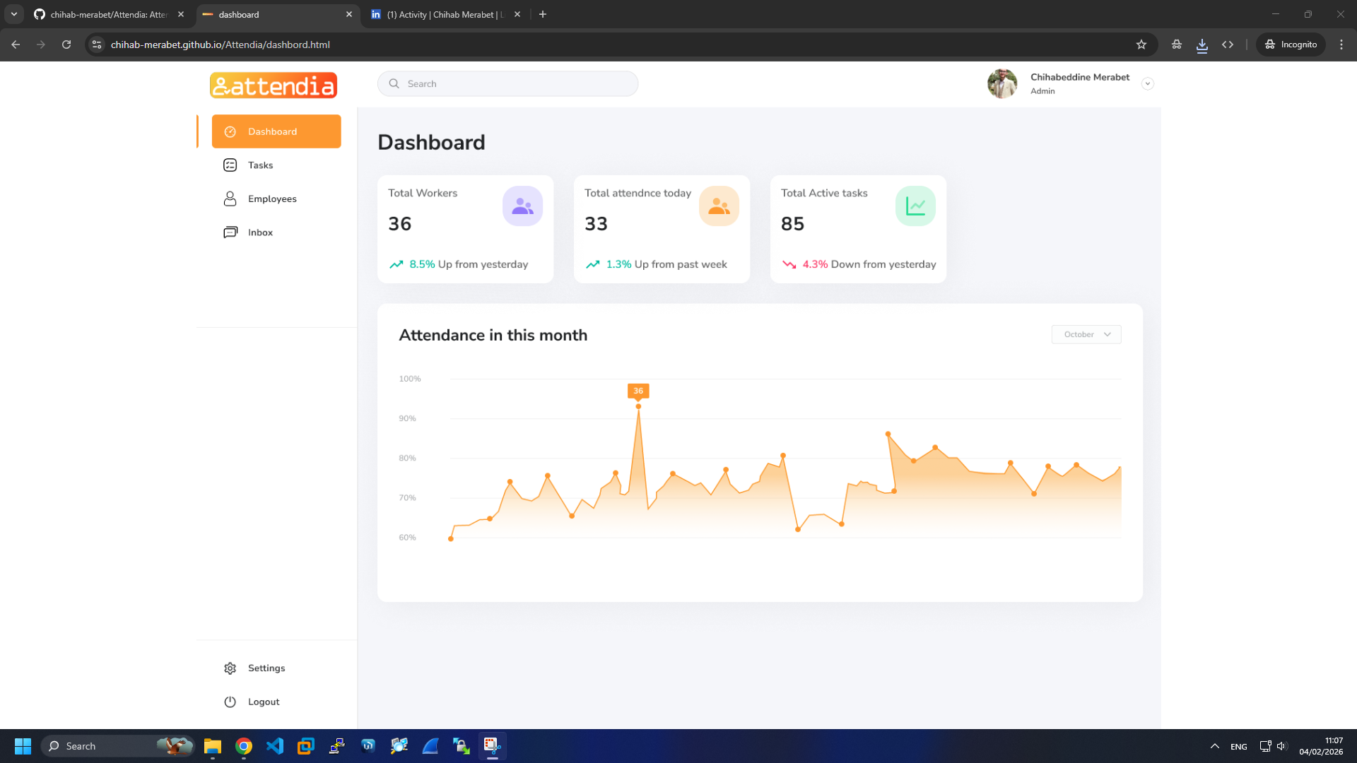 Attendia Dashboard